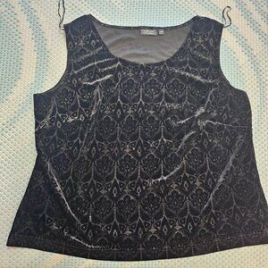Women's Timeless Black Velvet Sleeveless Top in 18W